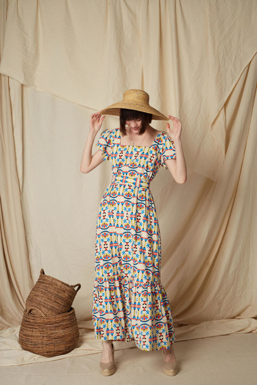 Εικόνα για Agnos Maxi Dress (Column Beige Print)